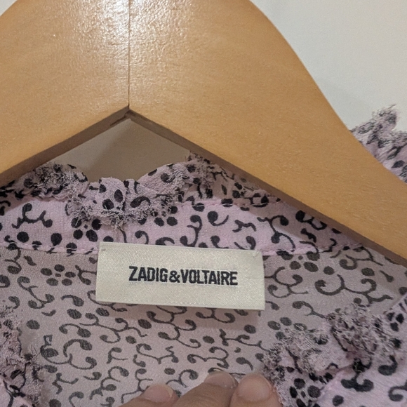 Zadig & Voltaire Purple Ruffled Floral Tweet Goa Sheer Blouse - Picture 5 of 14